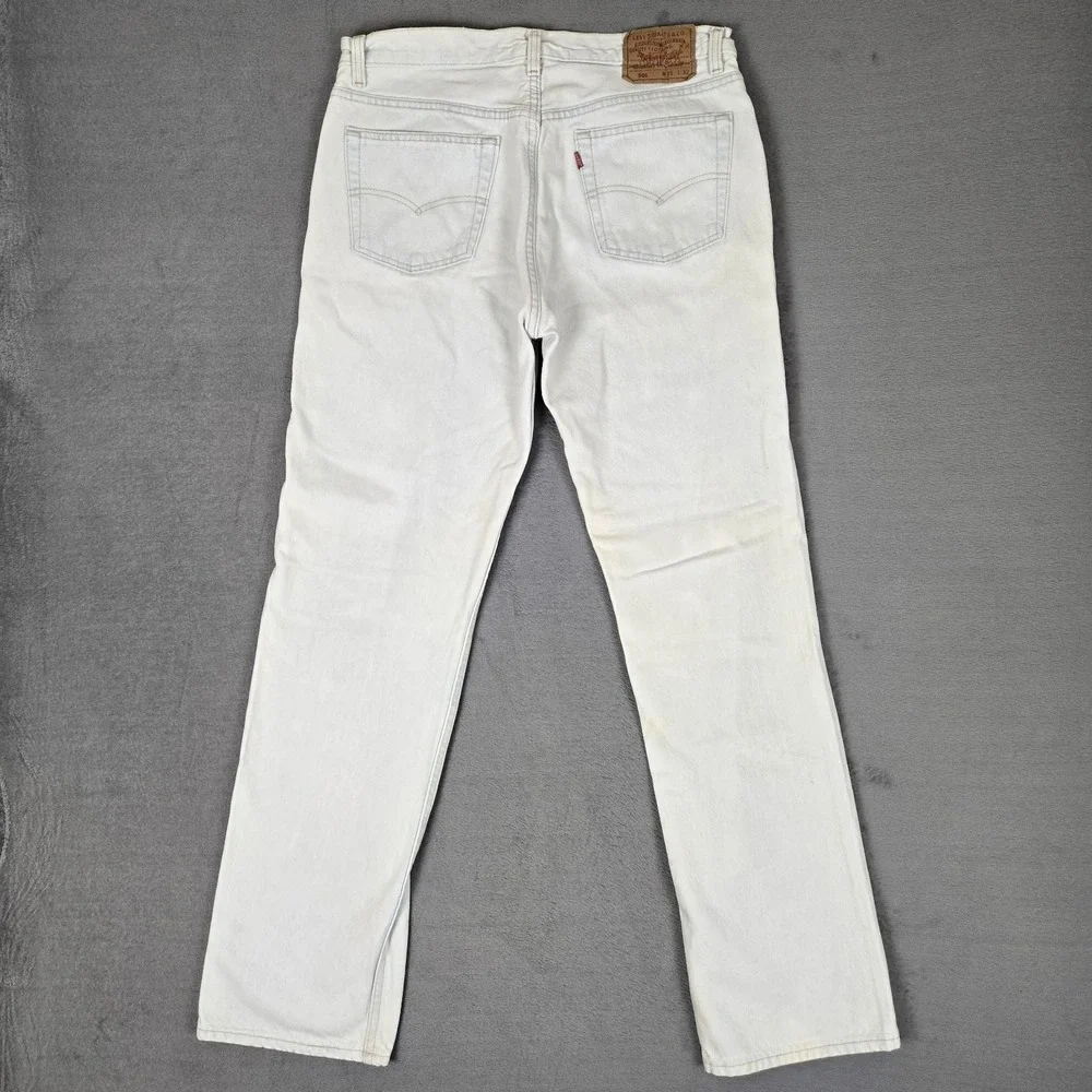 Vintage Levis 501 Jeans Mens 35x32 (Fit 32x30) White Straight Button Fly USA 80s